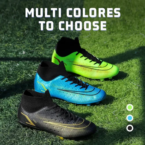 Vista 6 de Patomio Eagle Botines de fútbol para hombre botas de fútbol con pinchos soporte de tobillo para interiores y exteriores entrenamiento de competición