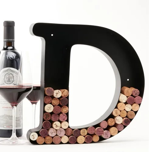 Vista 10 de Soporte de corcho con letra de vino (C) Arte decorativo de pared