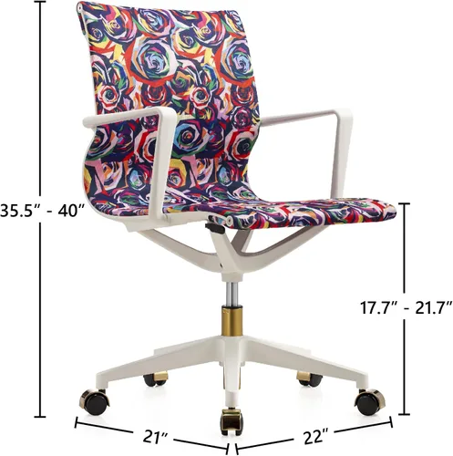 Vista 3 de Eurotech Seating Elizabeth Sutton Collection Wynwood Multi Rose Task - Sillas de nailon para el hogar, oficina, escritorio, marco blanco