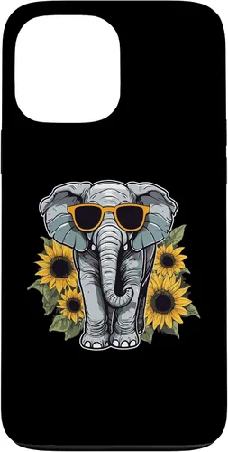 Vista 24 de Elephant with Sunglasses and Sunflowers Case for iPhone 16