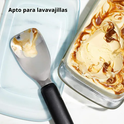 Vista 6 de OXO Good Grips - Pala de helado de acero inoxidable, talla única Agarre antideslizante, ancho. Cuchilla plana resistente, ideal para recoger
