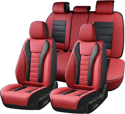 Vista 15 de Coverado Juego completo de fundas de asiento de automóvil, protector impermeable para asiento de automóvil, cojín de asiento de cuero, fundas