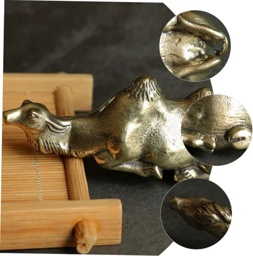 Vista 5 de NOLITOY 3 soportes para bolígrafos de camello, escultura de riqueza animal de escritorio, pequeña figura de camello, figura china de Fengshui