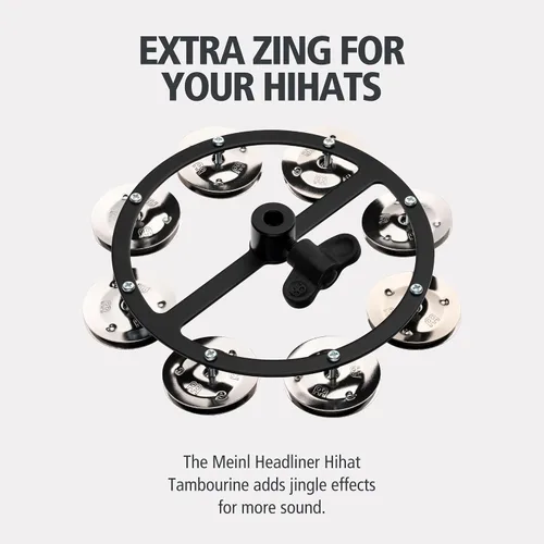Vista 2 de Meinl Cymbals HTHH1BK Pandereta de hihat montable con jengibres de acero (VIDEO)