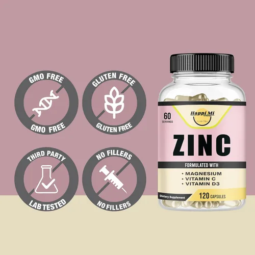 Vista 7 de Zinc, Zinc 100 mg, Glicinato de Magnesio 150 mg, Vitamina D3 5000 UI, Vitamina C 500 mg por porción, Apoyo inmunológico, refuerzo inmunológico
