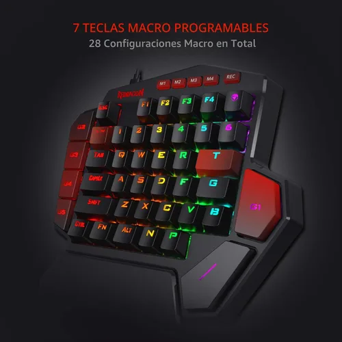 Vista 2 de Redragon Paquete de teclado con una sola mano K585 y mouse inalámbrico para juegos M656 Gainer