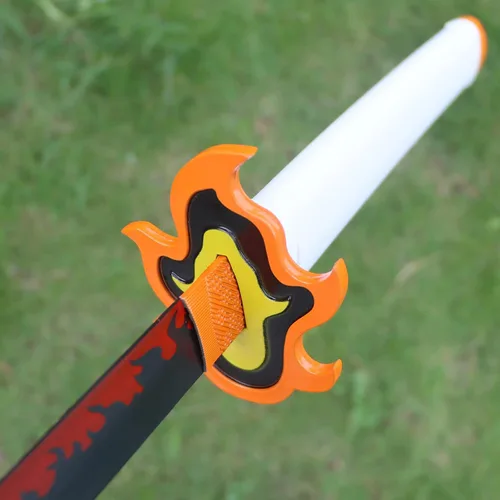 Vista 5 de Bowen - Espada de anime Demon Slayer, Tanjirou Rengoku Samurai, 40.5 pulgadas de acero al carbono real