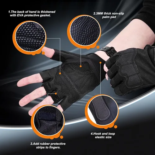 Vista 2 de Guantes de levantamiento de pesas, guantes de gimnasio para hombres y mujeres, protección completa de la palma para deportes, levantamiento