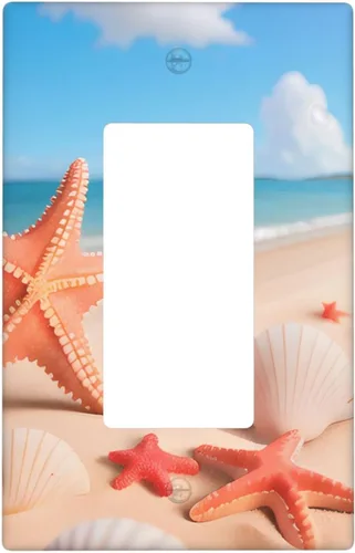 Vista 9 de Starfish 1 palanca 1 interruptor de luz basculante cubierta de placa de pared decoración para el hogar dormitorio cocina decorativa 4.5 x 4.5
