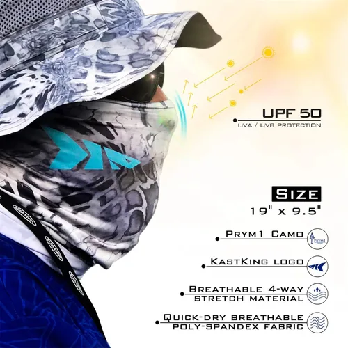 Vista 2 de KastKing Sol Armis - Polaina para el cuello, máscara facial UPF 50, máscara de protección solar UV para hombres y mujeres, pesca, senderismo