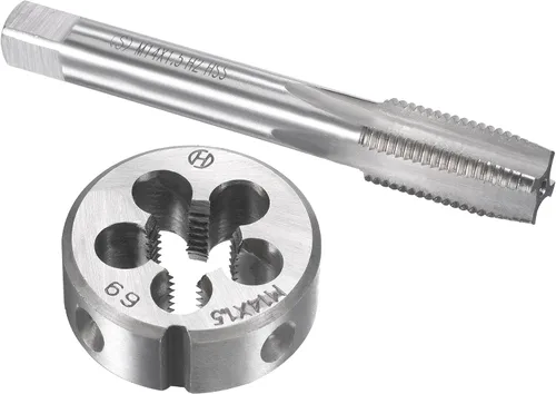 Vista 12 de uxcell M13 x 0.039 in Juego de llaves métricas y troqueles, rosca de máquina con troquel de roscado redondo, kit de grifo y troquelado