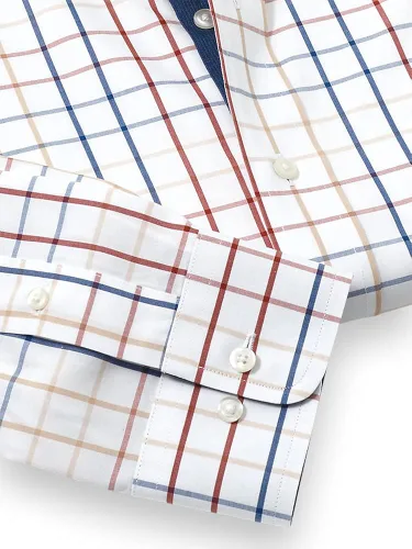 Vista 4 de Paul Fredrick Camisa de vestir Tattersall de algodón sin hierro para hombre