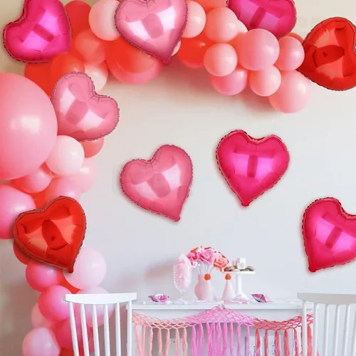 Vista 5 de 16 globos de Mylar en forma de corazón de 18 pulgadas, globos de San Valentín, cumpleaños, compromiso, proponer matrimonio, boda, aniversario, día
