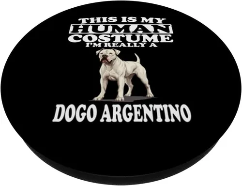 Vista 2 de This is My Human Costume I'm Really A Dogo Argentino Dog PopSockets Standard PopGrip