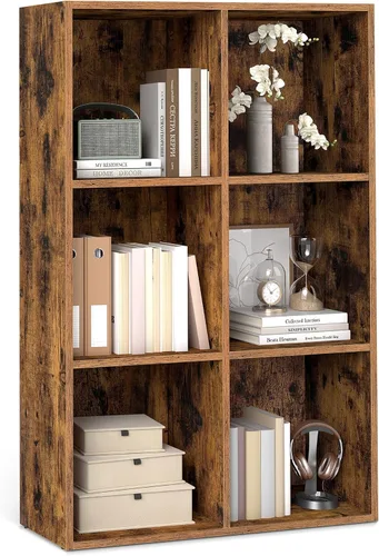 Vista 15 de VASAGLE Custos Collection - Estantería para libros tipo cubo con 4 compartimentos, 9.4 x 26 x 26 pulgadas, estantería de almacenamiento para sala