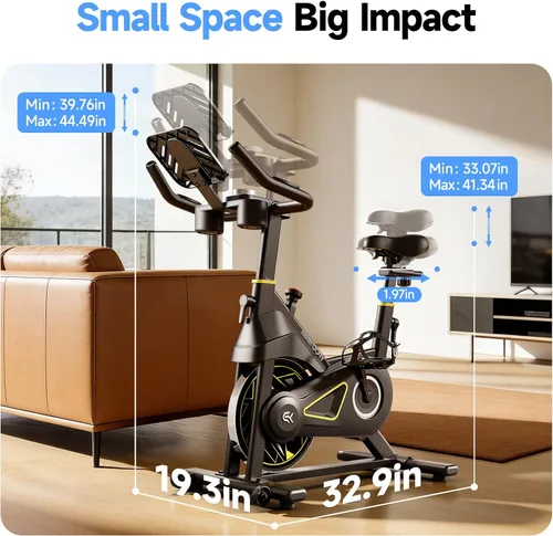 Vista 8 de YPOO Exercise Bike Adjustable Magnetic Resistance 330LBS,APP Courses