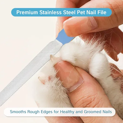 Vista 2 de NIIIYTYB 3 limas de uñas de perro profesionales de metal para perros, gatos, herramienta de aseo de uñas para alisar bordes ásperos, lima de Azul