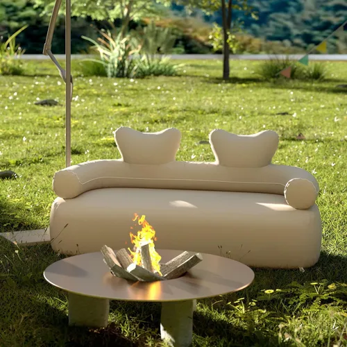 Vista 5 de Sofá inflable plegable, silla de camping para adultos, impermeable, soporte para sofá de aire al aire libre, 660 libras, para camping, viajes, bomba