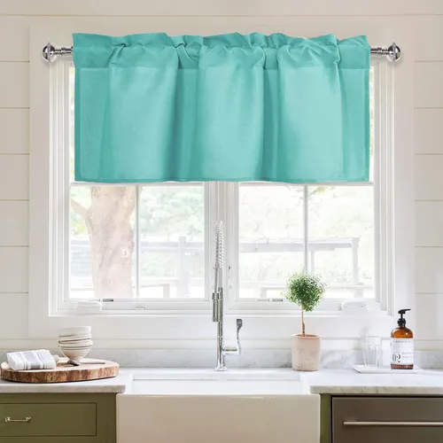 Vista 46 de XWZO Cortinas de cenefas de cocina para ventanas, sala de estar, dormitorio, baño, cubiertas superiores, estilo granja rústico, comedor, aislamiento
