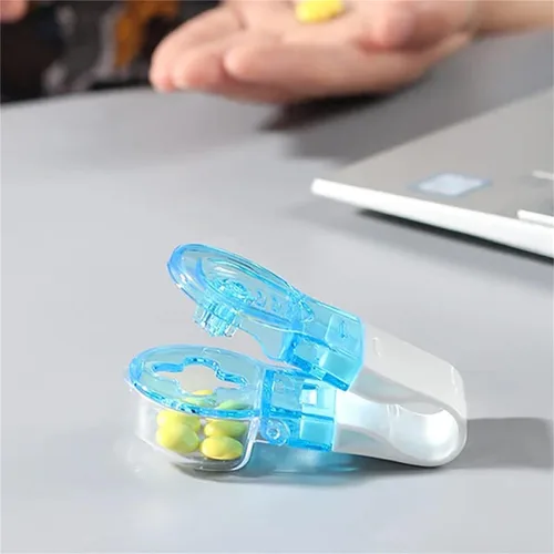 Vista 4 de Pastillero portátil, dispensador portátil de pastilleros, caja de almacenamiento de medicamentos, fácil de sacar píldoras del paquete para ancianos