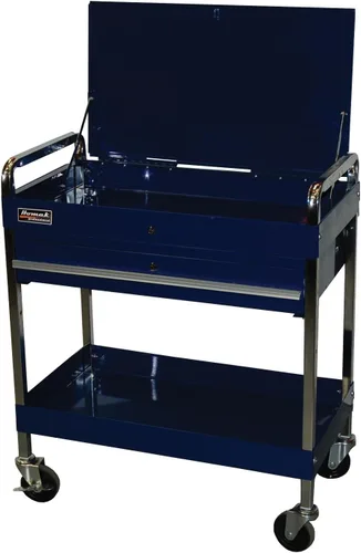Vista 4 de Homak Carrito de servicio utilitario con tapa abatible de 1 cajón, negro, 32 pulgadas