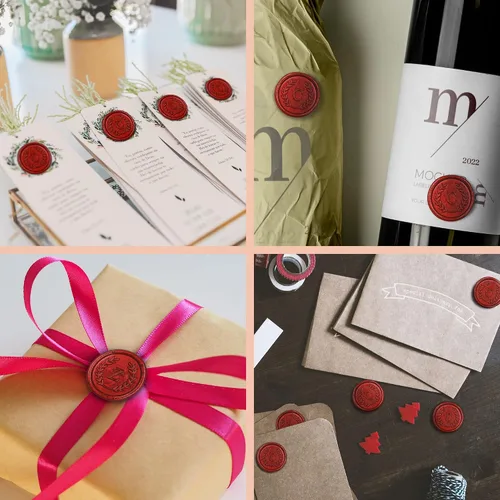 Vista 5 de 25 calcomanías adhesivas de cera con letra T rojas, hechas a mano, sin necesidad de sellar, rasgar y usar calcomanías de cera para invitaciones