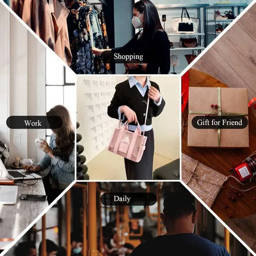 Vista 7 de JQAliMOVV The Tote Bag para mujer, bolso de mano de cuero brillante, bolso cruzado de moda con asa superior para viajes de trabajo