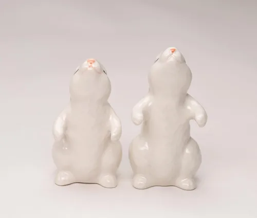 Vista 5 de Cosmos Gifts 21011 Hugging Rabbits Salero y pimentero Blanco