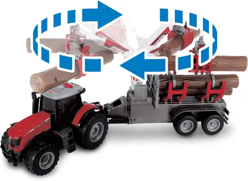 Vista 5 de Dickie Toys 203737003AMA Massey Ferguson 8737 203737003 Juguete con luz de fricción Sonido y Remolque, funciona con pilas, 16.5 in, multicolor