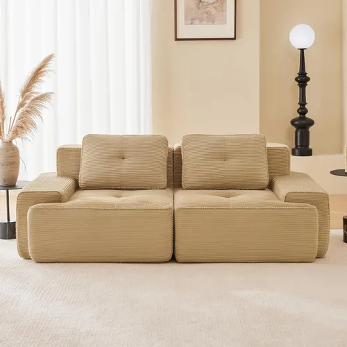 Vista 50 de Sofás modulares sin hueso de 152.8 pulgadas para sala de estar, sofá modular con diván en forma de L, cómodo asiento profundo tapizado de tela