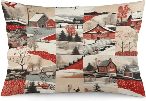 Vista 21 de Fundas de almohada con diseño de pingüinos de Navidad de 12 x 20 pulgadas, diseño de pingüinos en acuarela de Navidad, fundas de almohada