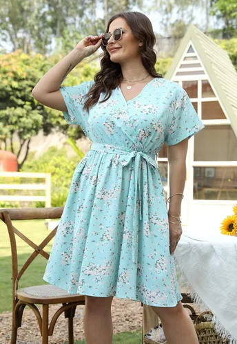 Vista 5 de Nemidor NEM295 - Vestido casual de verano para mujer, con estampado floral y bolsillos