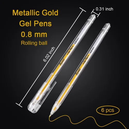 Vista 6 de Dyvicl Bolígrafos de gel dorados metálicos, bolígrafos finos de 0.031 in, tinta de gel, bolígrafos de gel metálicos para dibujo de papel negro