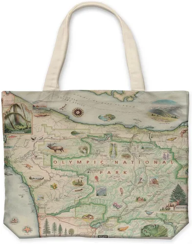 Vista 15 de Xplorer Maps Bolsa de lona con asas, bolsa de compras de comestibles de tela, bolsa reutilizable y ecológica, 100% algodón, lavable