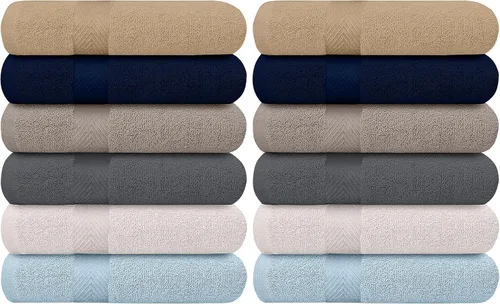 Vista 11 de KAHAF Collection Paquete de 6 toallas de baño, ligeras, extraabsorbentes, 100% algodón, toallas de ducha (multicolor, 27 x 54 pulgadas)