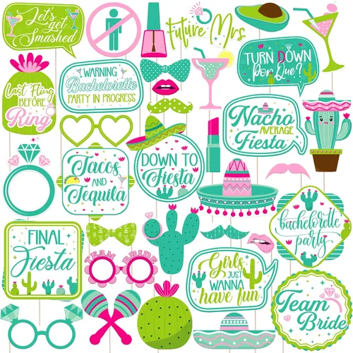 Vista 8 de KatchOn, Kit de accesorios para fotos de despedida de soltera, paquete de 35 Accesorios de cabina de fotos de fiesta mexicana para decoraciones