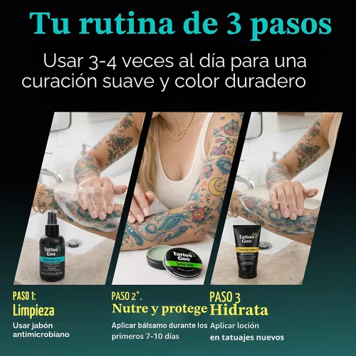 Vista 7 de Tattoo Goo El kit de cuidado posterior incluye jabón antimicrobiano, bálsamo y loción, cuidado del tatuaje para mejorar el color + curación rápida