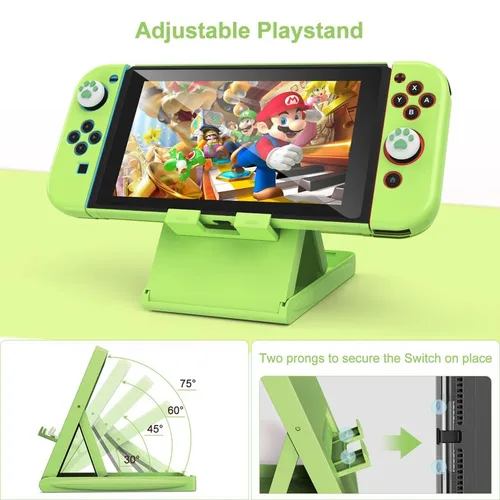Vista 5 de Younik Switch Accessories Bundle, 15 in 1 Green Switch (NOT OLEDLite) Accessories Kit for Girls Include Switch Carrying Case, Adjustable Stand
