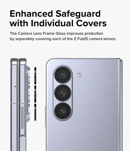 Vista 5 de Ringke Marco de lente de cámara compatible con Samsung Galaxy Z Fold 5, protector de lente de cámara, cubiertas de vidrio templado y marcos