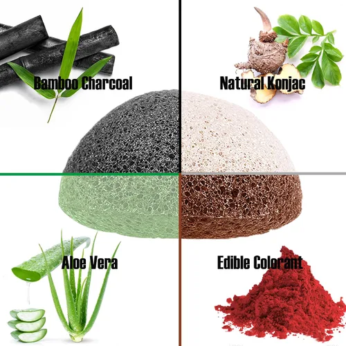 Vista 3 de Esponjas faciales naturales de Konjac - Semicírculos - para una limpieza facial suave y exfoliación ecológica - Cuidado de la piel Limpieza