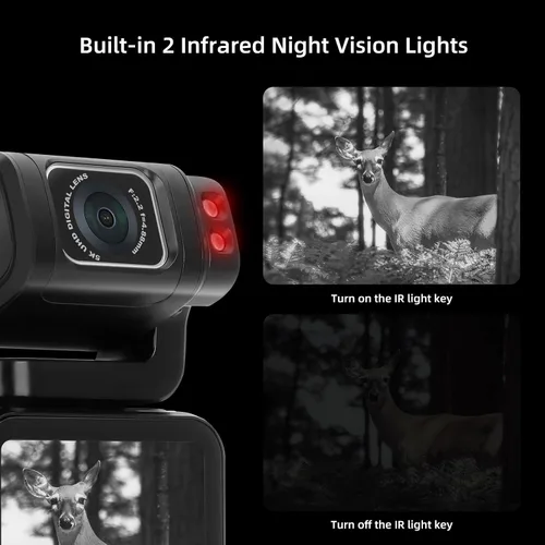 Vista 4 de ORDRO Videocámara M3 5K, cámara de mano de visión nocturna WiFi IR para YouTube, cámara de video UHD 4K con pantalla táctil abatible de 3.5