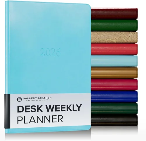 Vista 46 de Gallery Leather Planificador Semanal y Mensual Grande 2025-2026, Calendario Planificador y Cuaderno Elegantemente Encuadernado con Elegantes Bordes