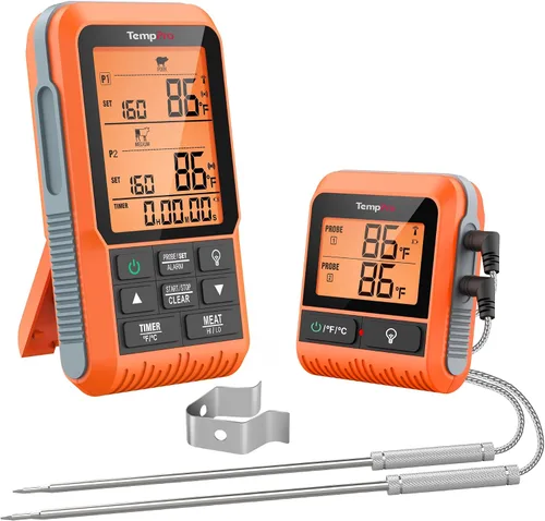 Vista 10 de ThermoPro TP829 - Termómetro inalámbrico de carne digital de 1000 pies para asar y ahumar, 4 sondas de carne, termómetro de parrilla para parrilla