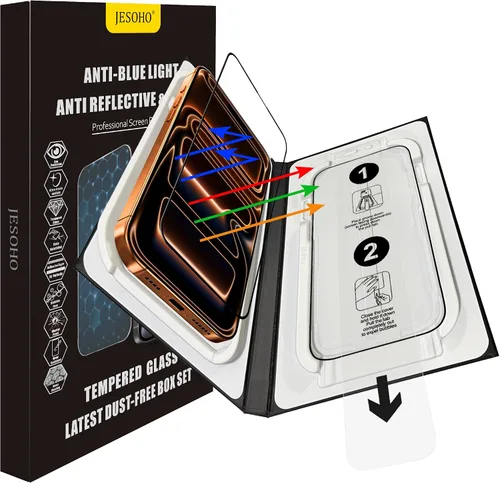 Vista 10 de Protector de pantalla de luz azul para iPhone 11, iPhone XR (6.1") HD con bloqueo de luz azul, película de vidrio templado, protección