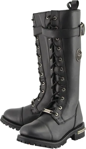 Vista 4 de Milwaukee Leather Botas de tiro alto de encaje a punta de 14 pulgadas para mujer Redondo Ancho - Mbl9355w