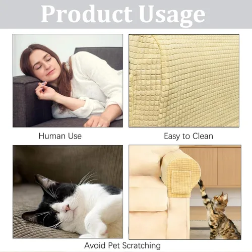 Vista 8 de Juego de 4 fundas elásticas para brazos de sofá, con bolsillo, fundas extraíbles antideslizantes para reposabrazos para sillón reclinable