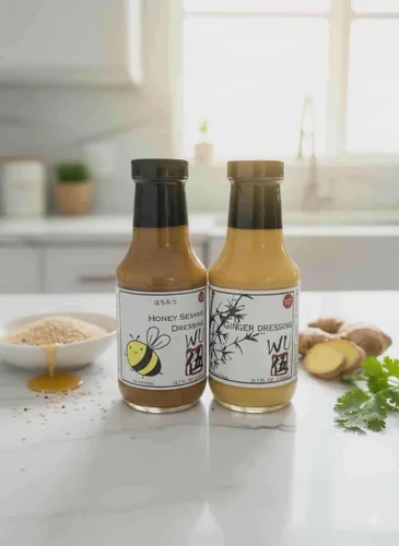Vista 3 de Wu - Apósito de jengibre japonés, sin gluten, 10.7 onzas líquidas (miel de sésamo jengibre, 1 botella)