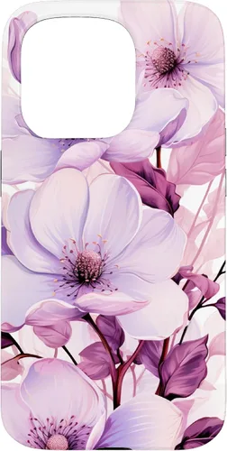 Vista 14 de Funda para iPhone 17, diseño de flores de magnolia rosa y morado lavanda