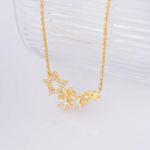 Vista 6 de Star Gold Necklaces for Women Trendy Dainty Gold Pendant Necklace CZ Diamond Necklace 14K Gold Plated Necklaces Adjustable Women Chain Necklaces for