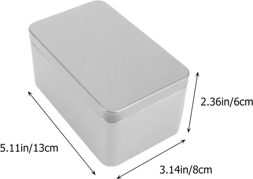 Vista 2 de NUOBESTY Caja de lata rectangular vacía, contenedor portátil de almacenamiento de té con tapa, caja de almacenamiento para el hogar para dulces